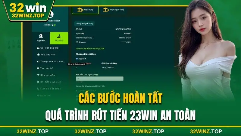 Hoàn tất quá trình rút tiền 32win an toàn