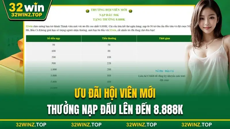 Ưu đãi hội viên thưởng nạp đầu